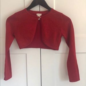Monsoon red glitter shrug